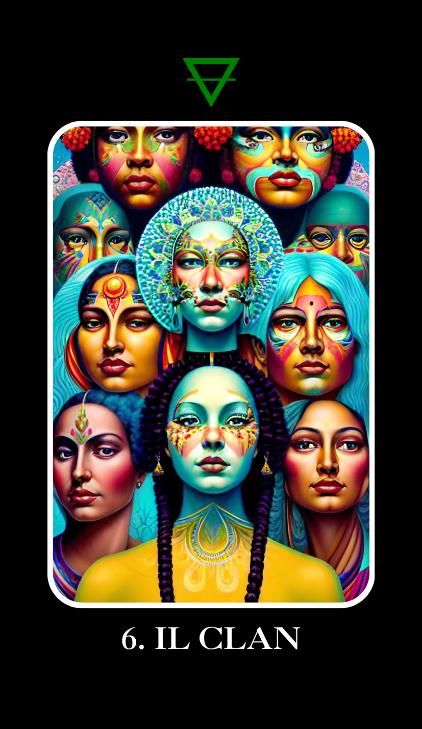 Carta MAA - Il Clan Carta del Clan - Carte MAA Madri Arcaiche Astrologiche, forze femminili unite nella memoria e nella trasmissione simbolica