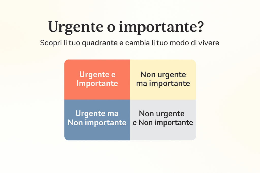matrice di Eisenhower per gestione del tempo tra urgente e importante