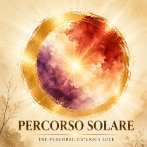 Ensō dorato che racchiude i tre colori viola, rosso vino e oro del Percorso Solare, formazione annuale in Fiori di Bach e Karma della Dott.ssa Loredana Leonforte